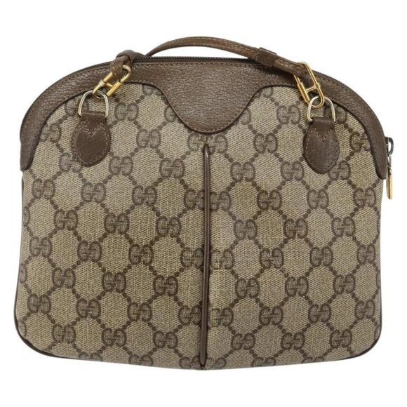 GUCCI GG Supreme Web Sherry Line Bag PVC Beige Gold 904 02 047 Auth 142439 - Picture 2 of 16